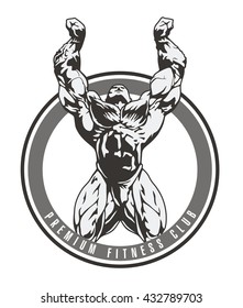 Bodybuilder vector image, front double biceps illustration, muscle man logo