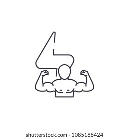 bodybuilder vector line icon, sign, illustration on background, editable strokes