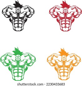 Bodybuilder vector men with stylish hairs, six packs abs  bodybuilder