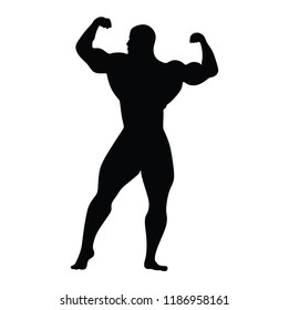 Bodybuilder. Vector silhouette against white background