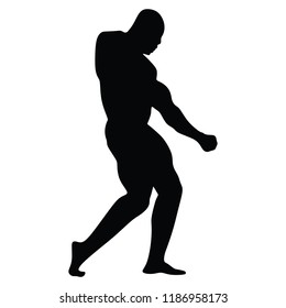 Bodybuilder. Vector silhouette against white background