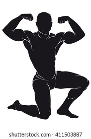 Bodybuilder. Vector silhouette against white background