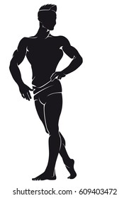 Bodybuilder. Vector silhouette against white background