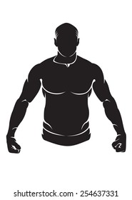 Bodybuilder. Vector silhouette isolated on white