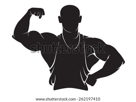 Bodybuilder. Vector silhouette isolated on white
