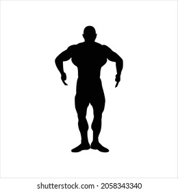 bodybuilder vector silhouette. Posing muscular man isolated on white background	