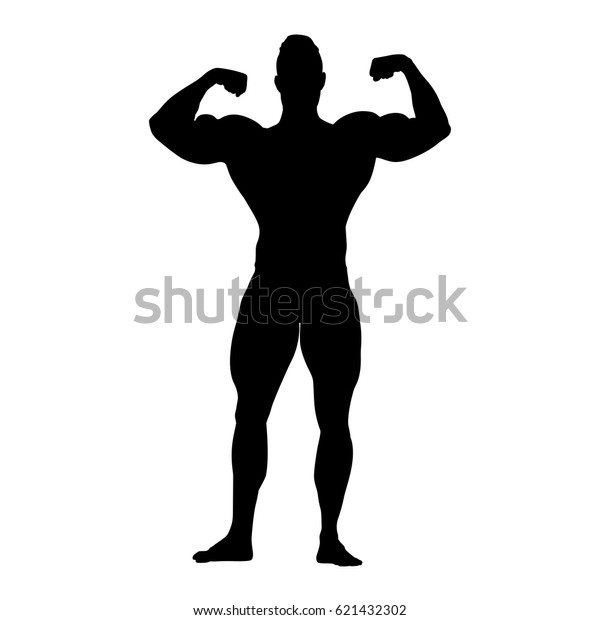 Bodybuilder Vector Silhouette Strong Standing Man Stock Vector Royalty Free 621432302