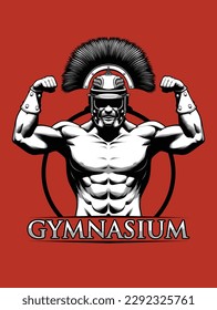 Bodybuilder Wearing Centurion Helmet Showing Off His Ripped Body