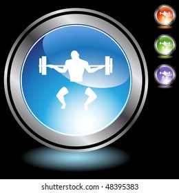 Botón web de Bodybuilder aislado en el fondo