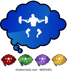 Bodybuilder web button isolated on a background