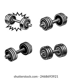 bodybuilder weights icon vector set