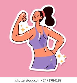 Bodybuilder woman people characters posing. Vector flat graphic design element illustration 