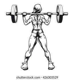 Bodybuilder woman squatting vector image