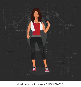 bodybuilder women vector illustration. doing exercises