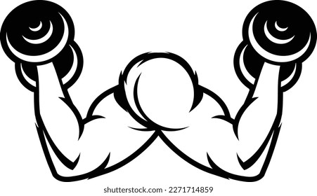 Bodybuilders Arms. Left And Right, Side View. Biceps, Triceps, Fist, Chest. Vector.