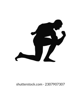 Bodybuilders vector silhouettes posing men. Muscle man