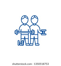 Bodybuilders,fintess  line icon concept. Bodybuilders,fintess  flat  vector symbol, sign, outline illustration.