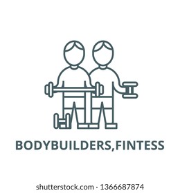 Bodybuilders,fintess  line icon, vector. Bodybuilders,fintess  outline sign, concept symbol, flat illustration