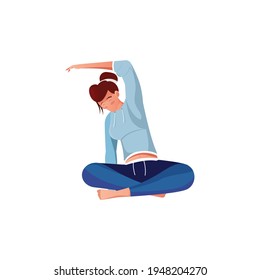 Bodybuilding composition with isolated human character of practiting woman vector illustration