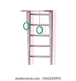 Bodybuilding composition with isolated image of gym wall bars with hanging rings vector illustration
