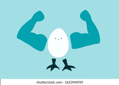 bodybuilding concept image. Egg with muscles