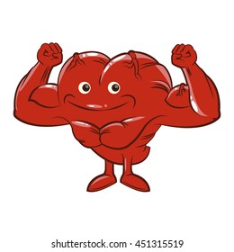 Bodybuilding concept represented by heart cartoon and weight lifting icon. Isolated and flat illustration 