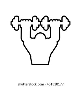 Bodybuilding concept represented by weight lifting and cartoon man icon. Isolated and flat illustration 