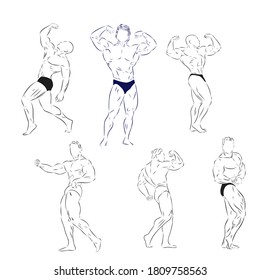 Bodybuilding Design, bodybuilder, vector sketch illustration, sport sign