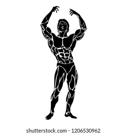 Bodybuilding and fitness concept, flexing muscles, vector illustration 