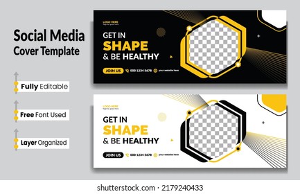 Bodybuilding  Fitness cover, Corporate social media post template design, Template banner design for social media, Bodybuilding  Fitness banner promotion timeline and social media cover design