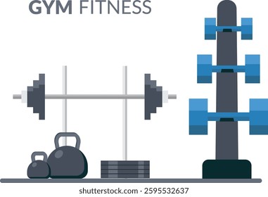 Bodybuilding Fitness gym exercise equipment stock illustration