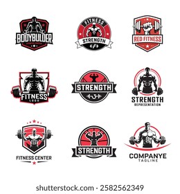 Bodybuilding fitness gym logo design template