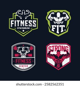 Bodybuilding fitness gym logo design template