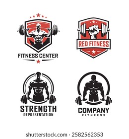 Bodybuilding fitness gym logo design template