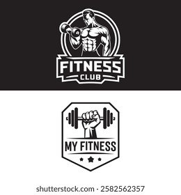 Bodybuilding fitness gym logo design template