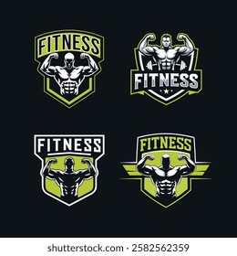 Bodybuilding fitness gym logo design template