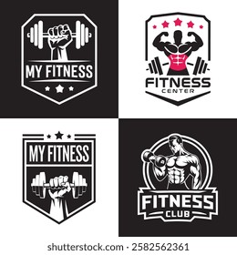 Bodybuilding fitness gym logo design template