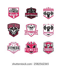 Bodybuilding fitness gym logo design template