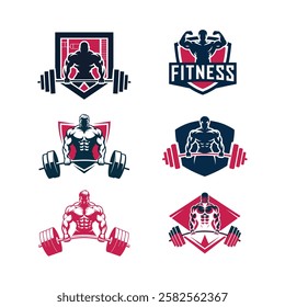 Bodybuilding fitness gym logo design template