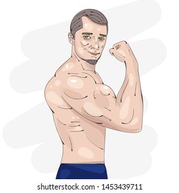 Bodybuilding Fitness Logo Centurion Bodybuilder Vector Illustration 