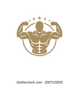 Bodybuilding fitness simple vector symbol design