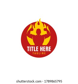 Bodybuilding Flame Logo - Hot Fire Body Fitness Icon Vector