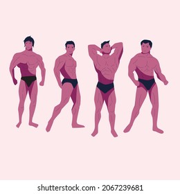 bodybuilding flat illustration and image