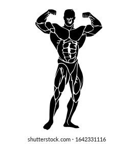 Bodybuilding Fitness Athlete Flexing His Muscles Stock Vector (Royalty ...