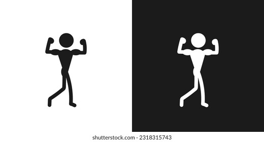 Bodybuilding icon pictogram vector design. Stick figure man bodybuilder vector icon sign symbol pictogram