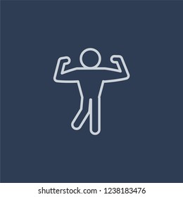 bodybuilding icon. Trendy flat vector line bodybuilding icon on dark blue background from sport collection. 