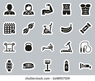 Bodybuilding Icons Black & White Sticker Set Big