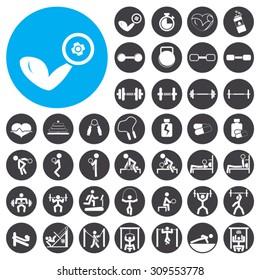 Bodybuilding icons set. Illustration EPS10