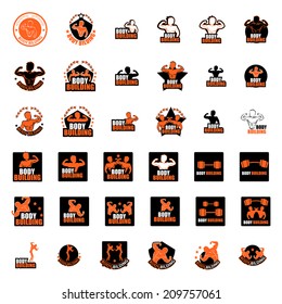 Bodybuilding Icons Set - Isolated On White Background - Vector Illustration, Graphic Design Editable For Your Design 