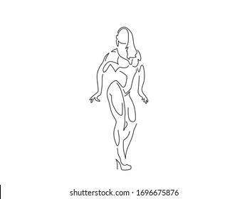 Bodybuilding isolated line drawing, vector illustration design. Sport collection.